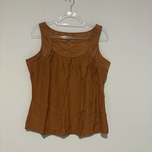 J Jill Silk Blend Sleeveless Square Neck Top Bronze Rust Brown‎ Large